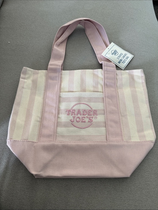 Trader Joe'S Handbags - Trader Joe's Pink Striped Canvas Tote